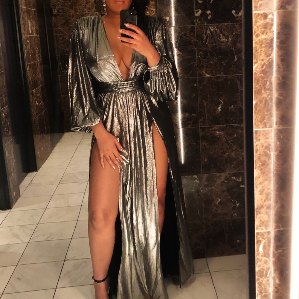 Metallic silver gown
